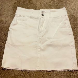 High-Rise White Jean Skirt